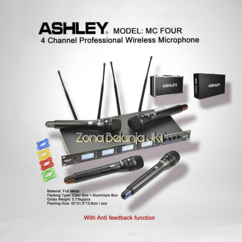 MICROPHONE - MIC WIRELESS ASHLEY MC FOUR 4 MIC HANDLE UHF ORIGINAL