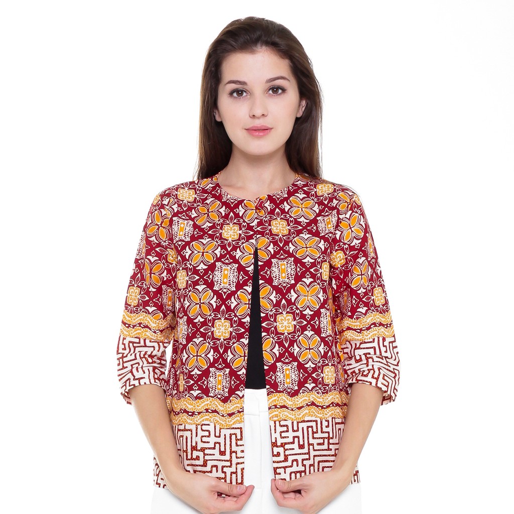 Blazer Batik Wanita Asli Aceh Merah Berkualitas - Zallatra O2