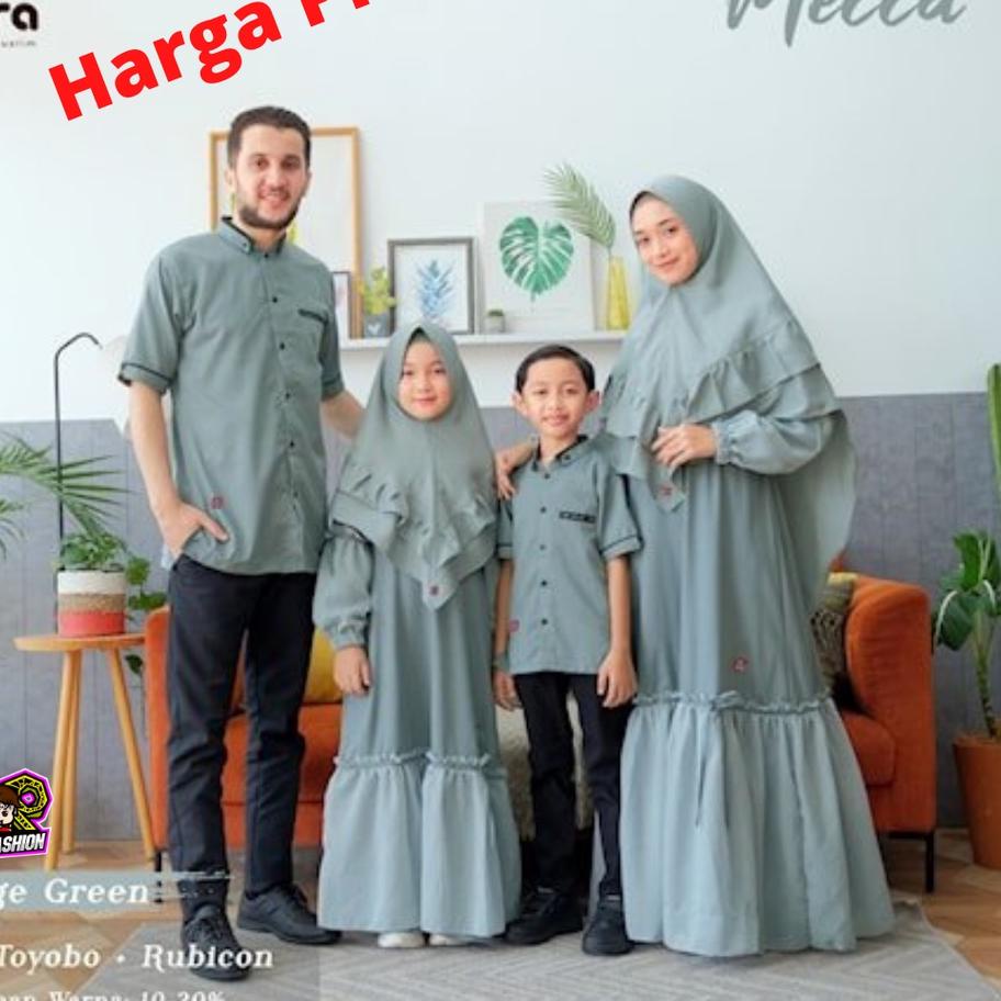 Mecca Sage Green Baju Koko Kokoh Gamis Abaya Dewasa Ayah Ibu Anak Cowok Cowo Cewek Cewe