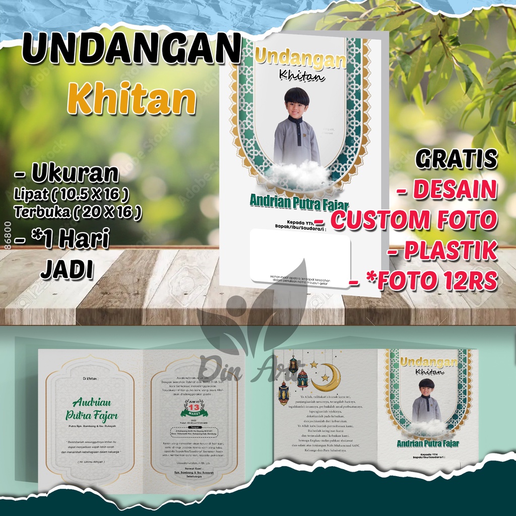 (UK.21X15) UNDANGAN KHITAN / UNDANGAN ANAK / KHITANAN / UNDANGAN CUSTOM FOTO ANAK / FREE DESAIN
