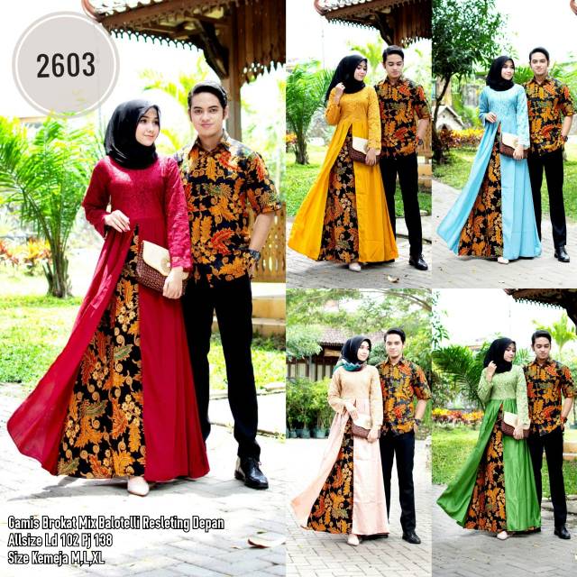 Coupel gamis batik mix brokat resleting depan(busui) kode 2603