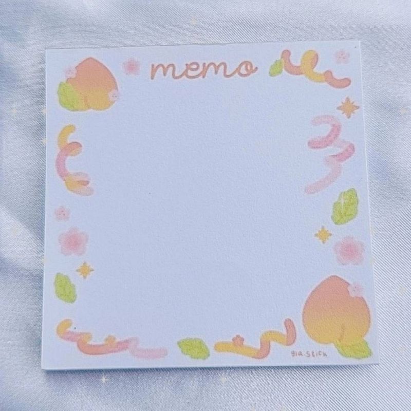 Memo pad by sunbearry.co custom memo pad bts snoppy aesthetic star scrabook-Peach deco memo