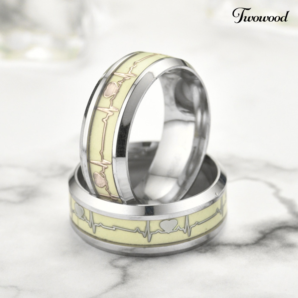 Cincin Luminous Motif Detak Jantung Untuk Pasangan