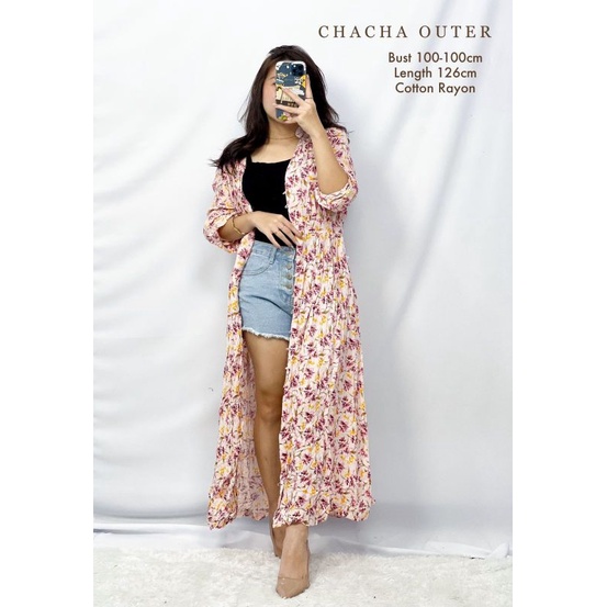 MDLV ~ Chacha Outer Outer Long Dress Maxi Long Dress Flower Fashion Import