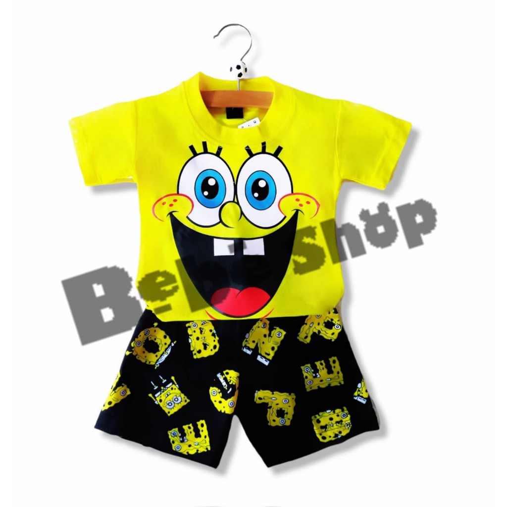 Setelan Baju Anak Karakter Spongebob Usia 0 Sampai 10 Tahun