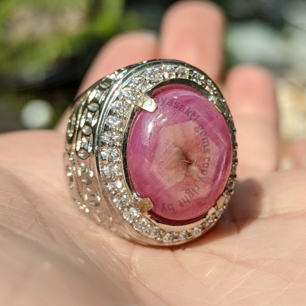 Natural Batu Akik Permata Ruby Star Pink Corundum Mewah