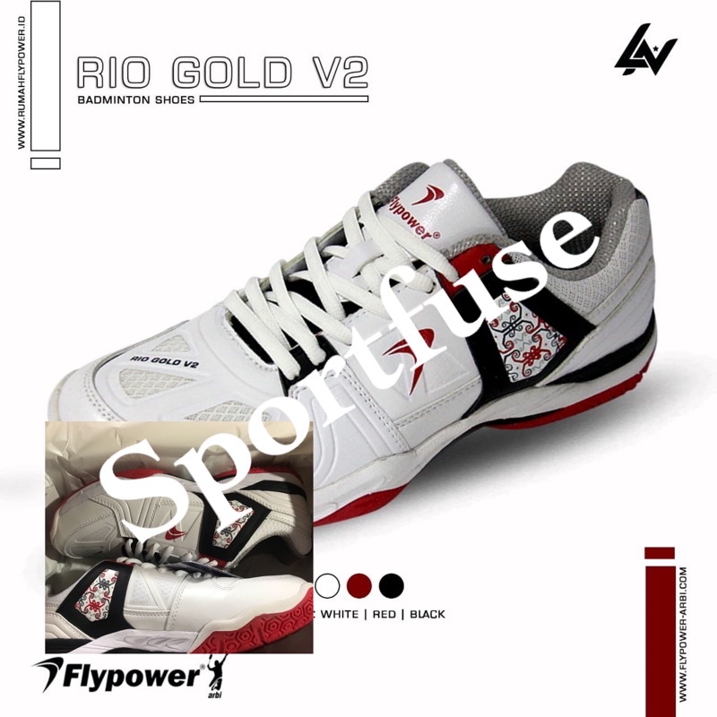 sepatu badminon flypower rio gold v2 original