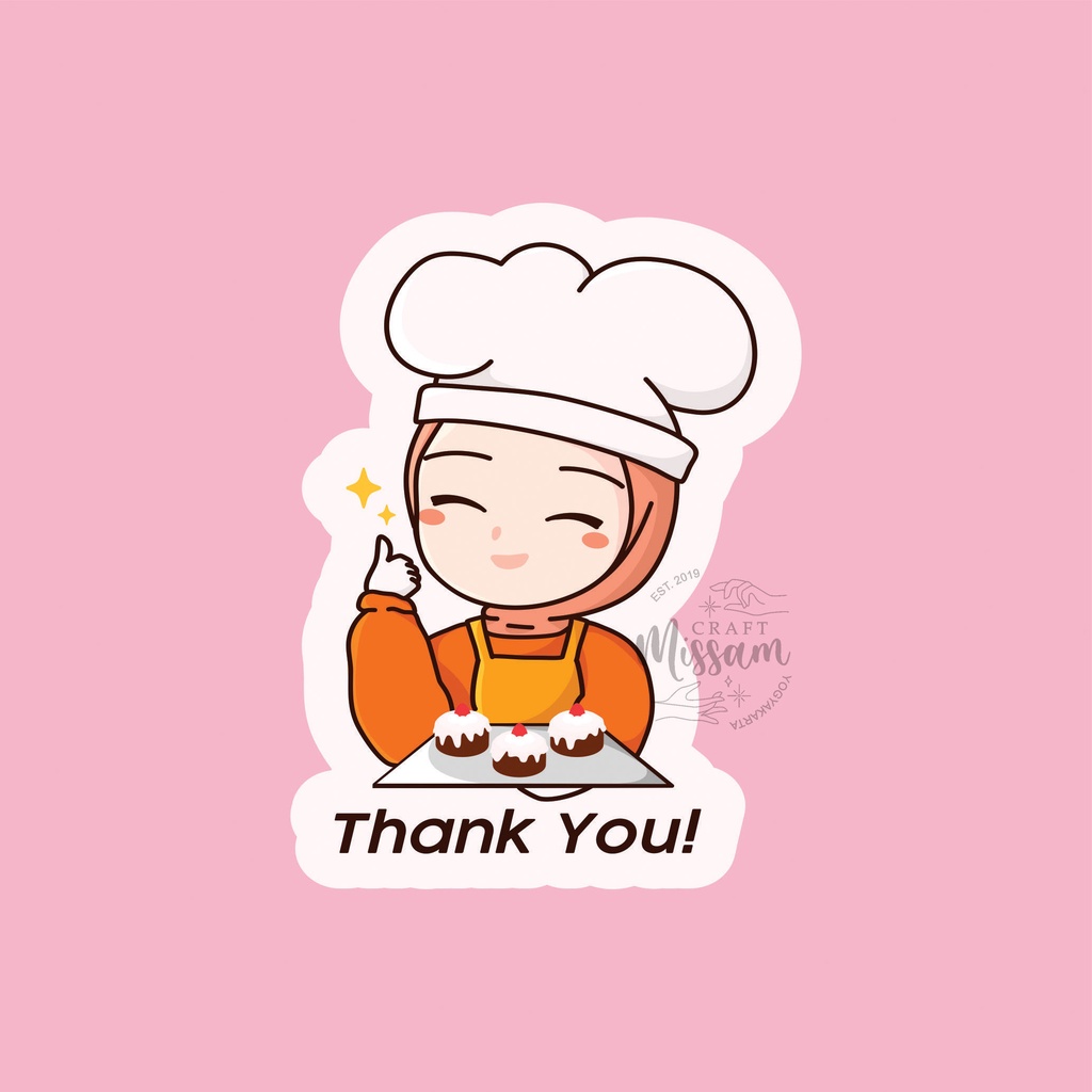 

45 Pcs Thank You Sticker Chef Hijab TY038