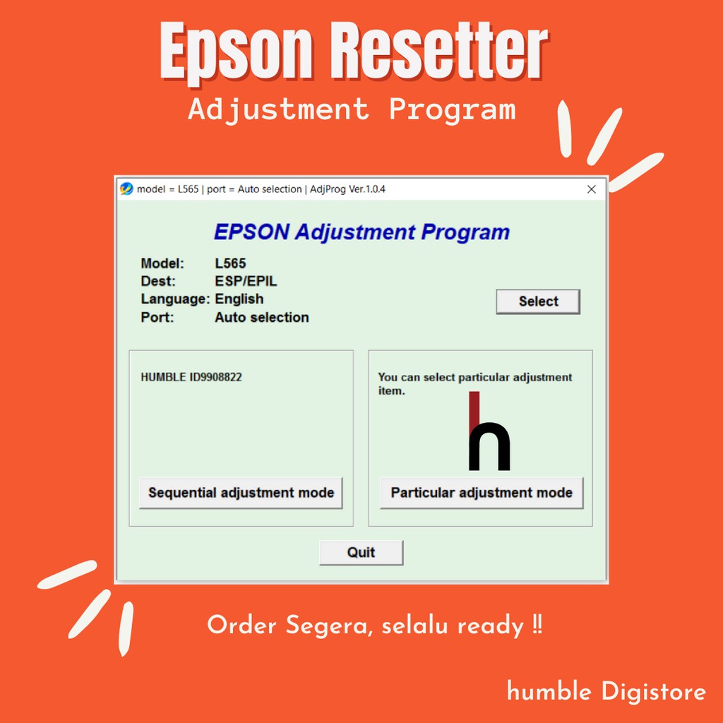 

Epson L565 Program Resetter / Waste Ink Pad Counter Reset