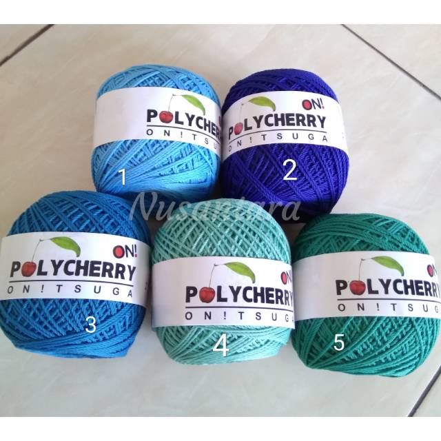 Benang rajut Polycherry blue series satuan