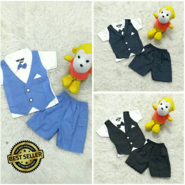 Baju Bayi Setelan Jas/Tuxedo Pesta/Kondangan Anak Laki-Laki Cowok - all size, Hitam
