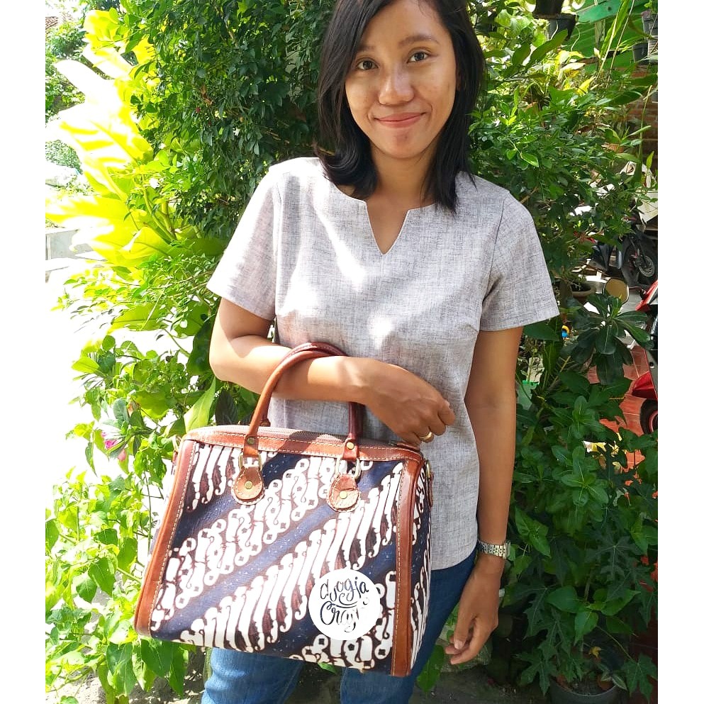 Tas Kulit Speedy Kombinasi Batik