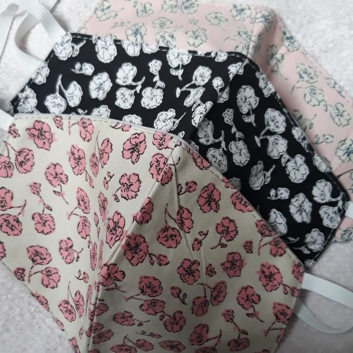 Masker Kain Katun 3 Lapis Motif Bunga Kecil Shopee Indonesia