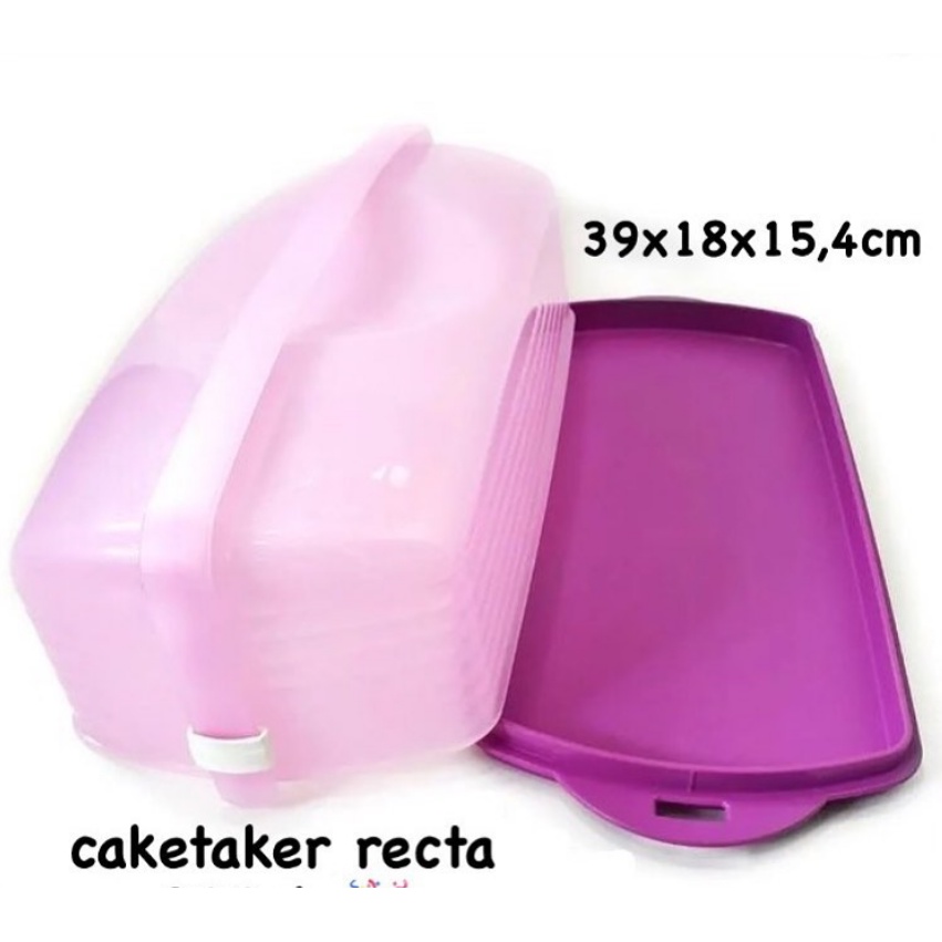cake taker rectangular ungu bening / ungu muda - tempat kue tupperware
