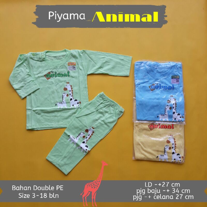 setelan panjang piyama bayi animal