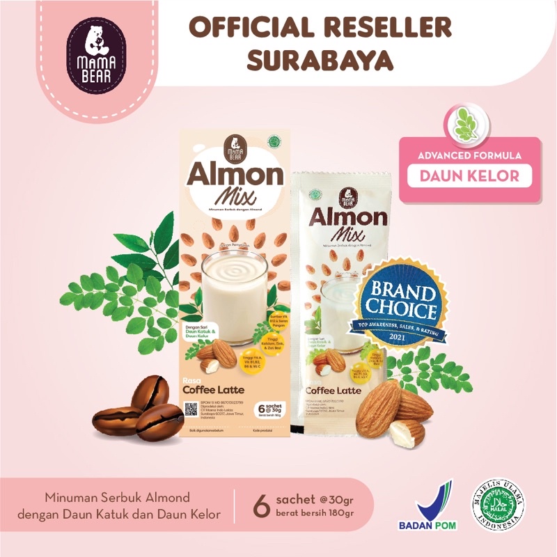 MamaBear Almon Mix Less Sugr Susu Almond + katuk ASI Booster Mama Beara