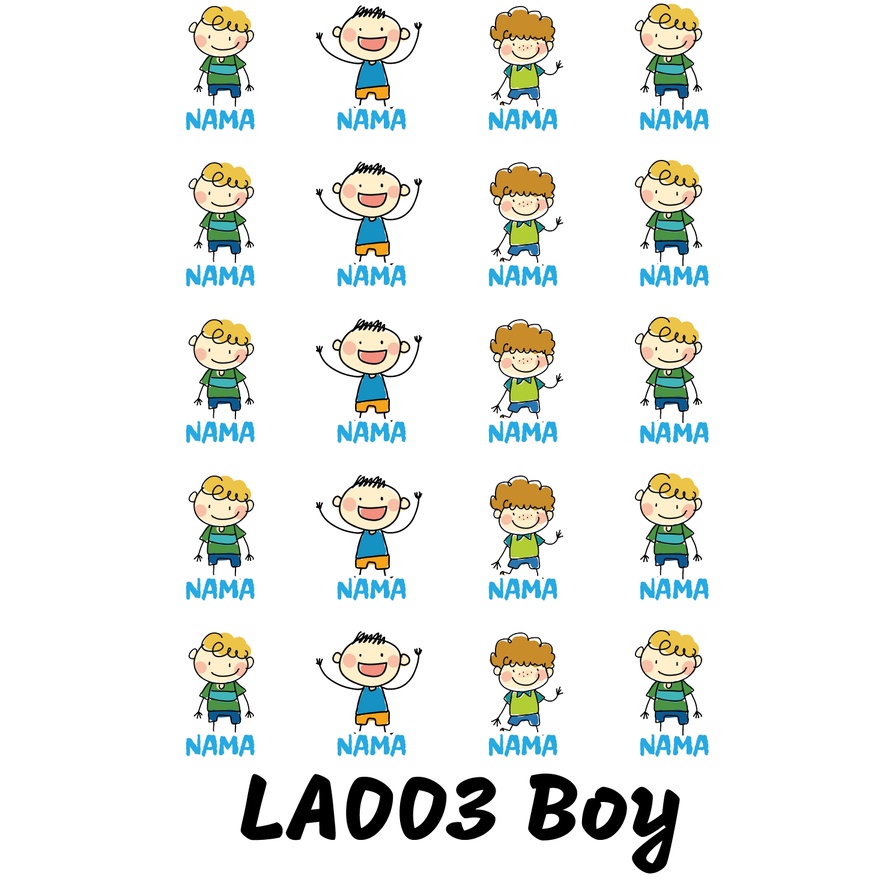 

Sticker Nama Cutting Label Waterproof Tahan Air Kid 03 (LA003)
