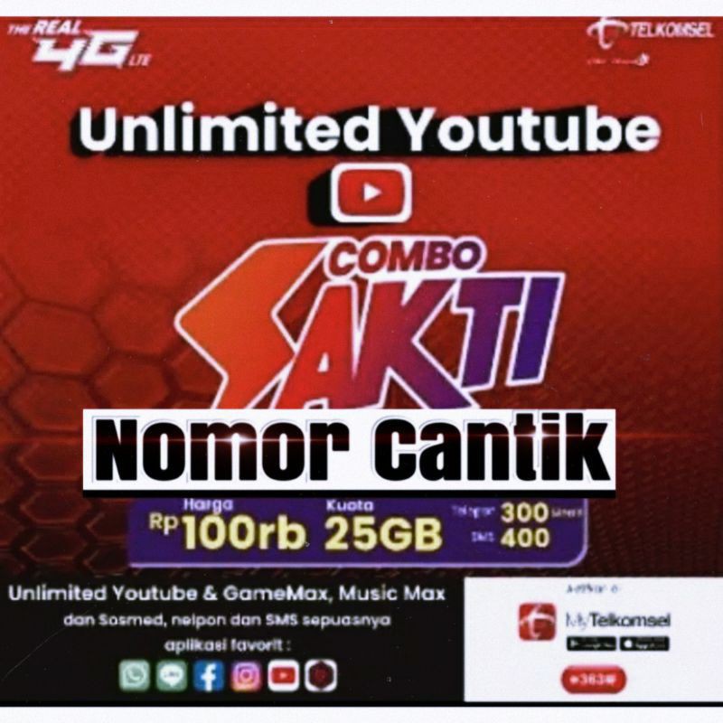 Kartu Sakti 25GB Combo Unlimited Youtube Telkomsel Sakti ...