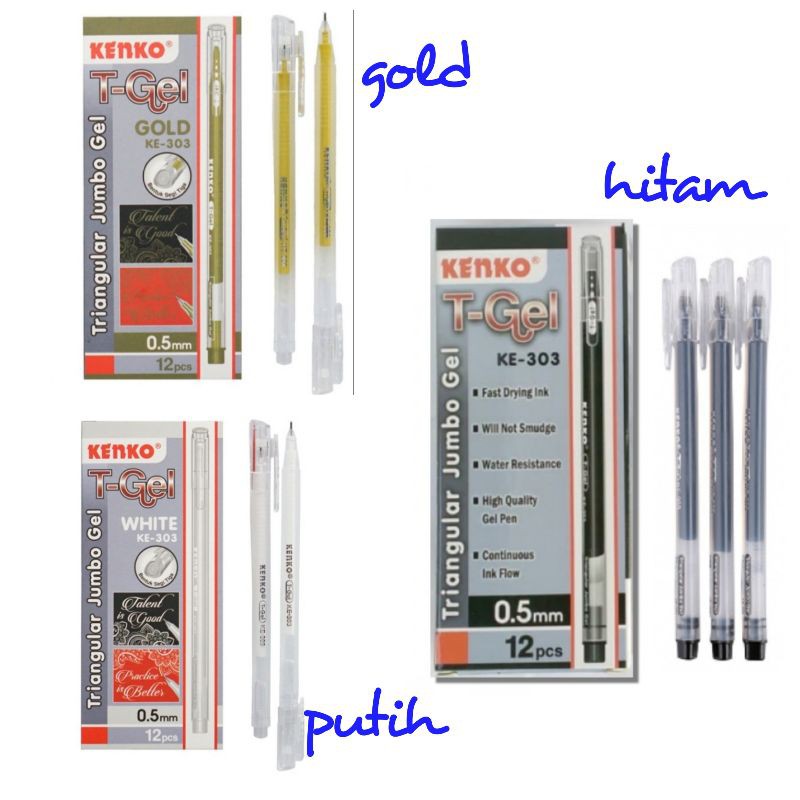 

pulpen kenko T-gel gold,white,black KE-303 (1pcs)