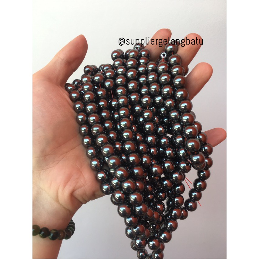 bahan brustin hematite badar besi 10mm per renceng grosiran blustin aksesoris craft kesehatan grosir