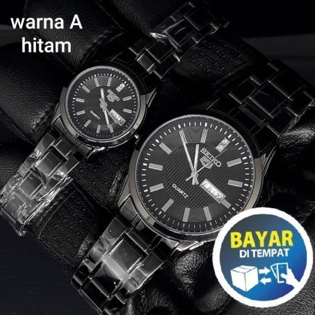 Original Jam Tangan SEIKO Couple Tali Rantai Tanggal Hari Jam Pasangan Pria Wanita Murah Promo