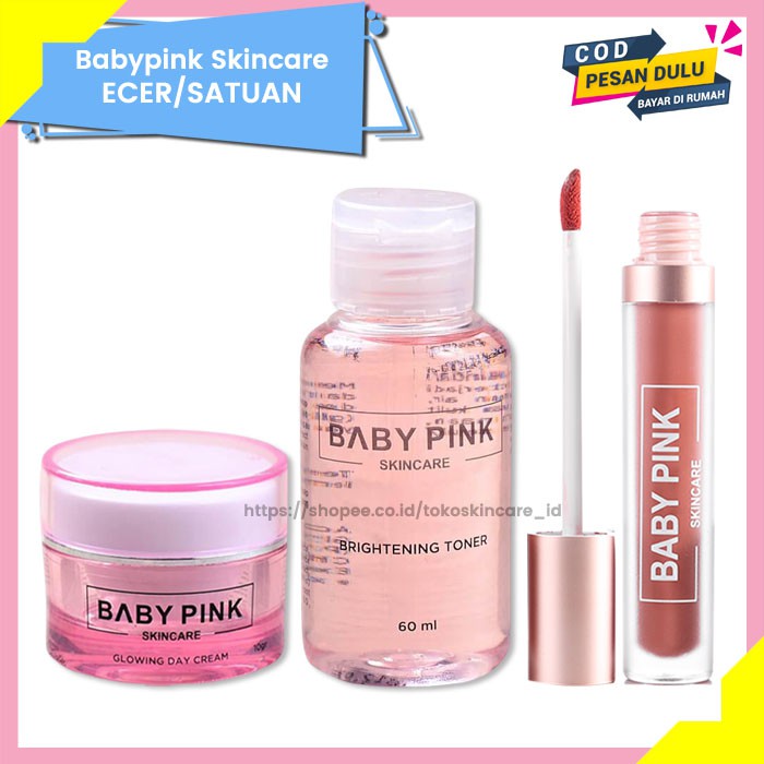 Glowing Day Cream &amp; Brightening Toner &amp; Babylip Rose Chic Baby Pink Skincare Original BPOM