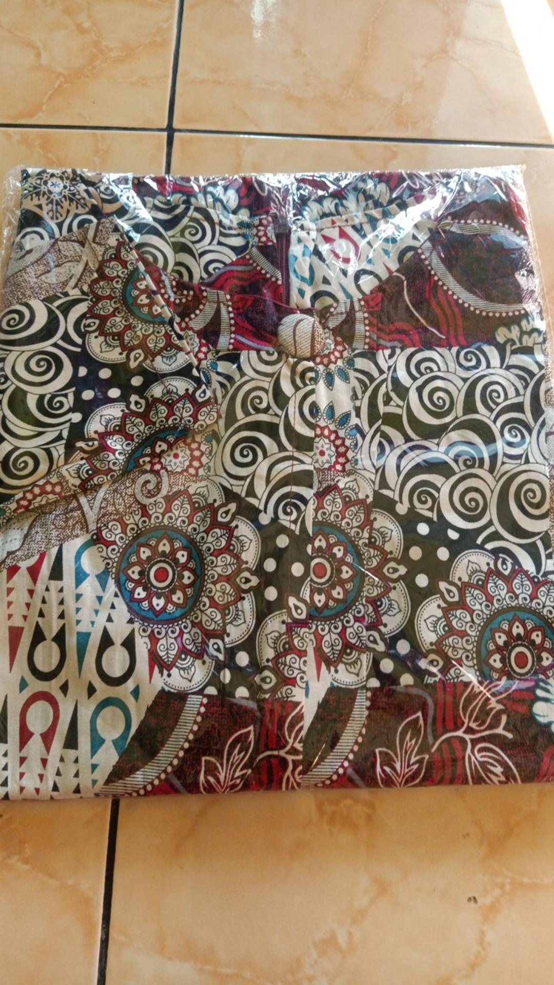 Dress Batik Tunik Lengan Panjang Bahan Katun Stretch, 125ab#