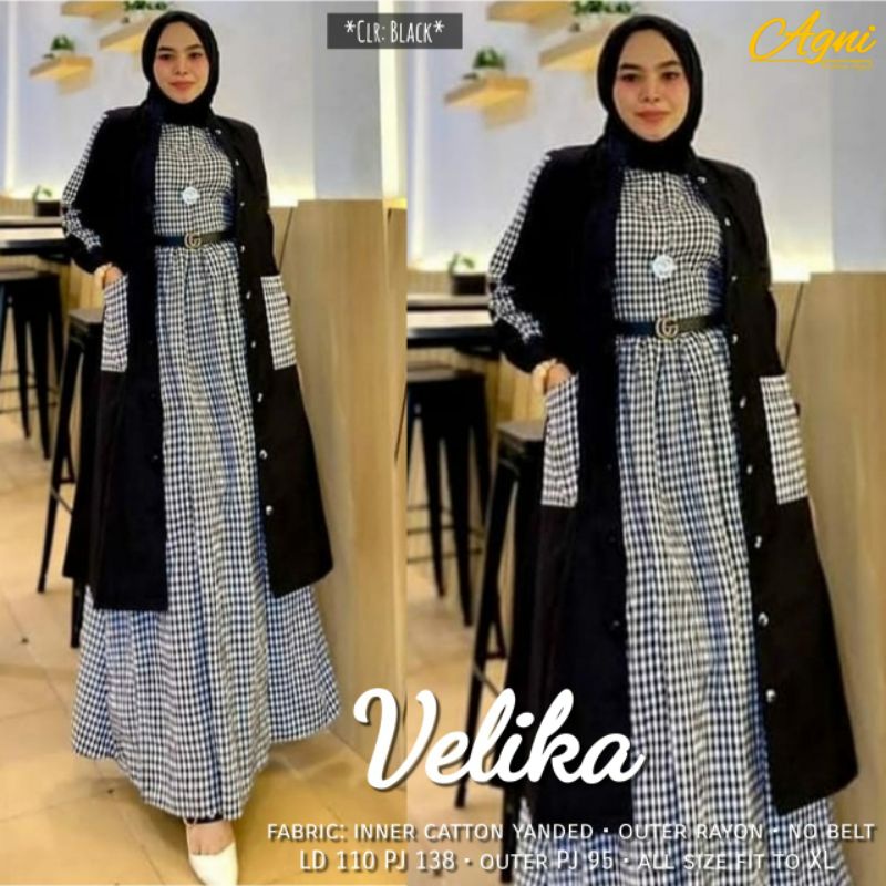 Setelan gamis Velika set inner cotton yanded outer rayon