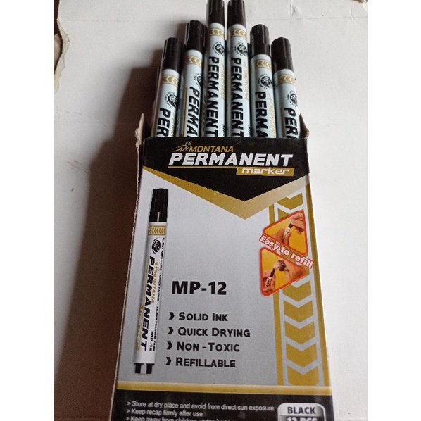 (1box isi 12pcs)Spidol Permanen Montana Hitam Marker Murah