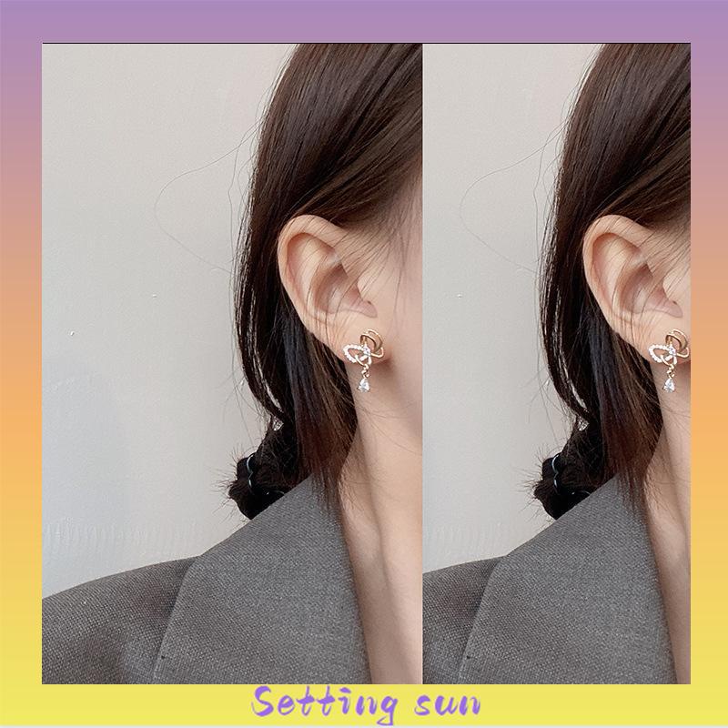 Gaya Korea Kupu-kupu Mutiara Kristal Anting-Anting Fashion Sederhana Anting Busur Elegan Perhiasan Aksesoris TN