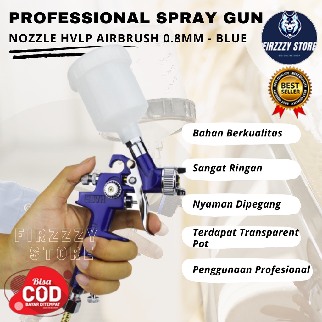 Taffware Professional Spray Gun Nozzle HVLP Airbrush 0.8mm - Blue