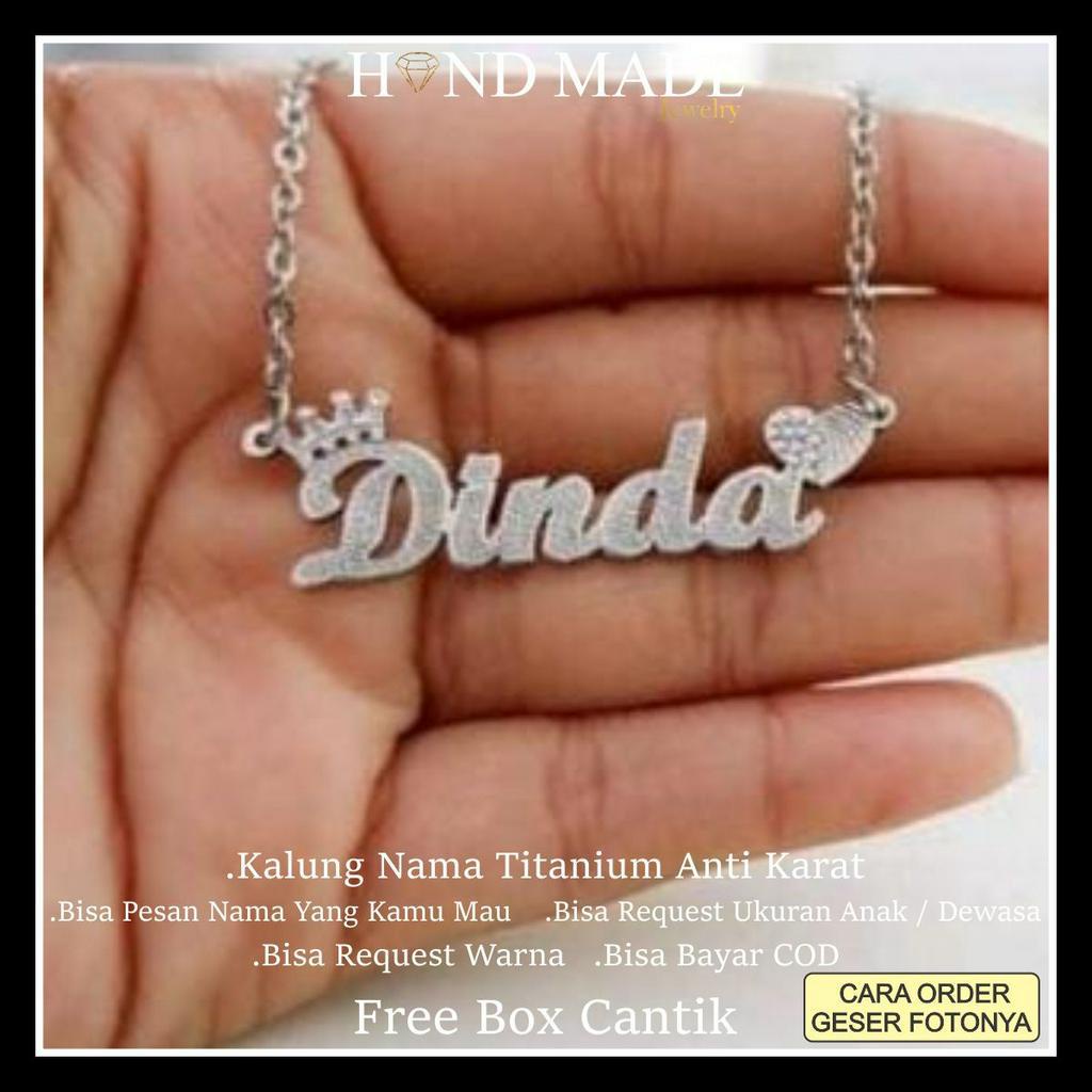 kalung nama titanium anti karat anak dewasa kalungnama aksesoris wanita necklace titanium aksesoris fashion