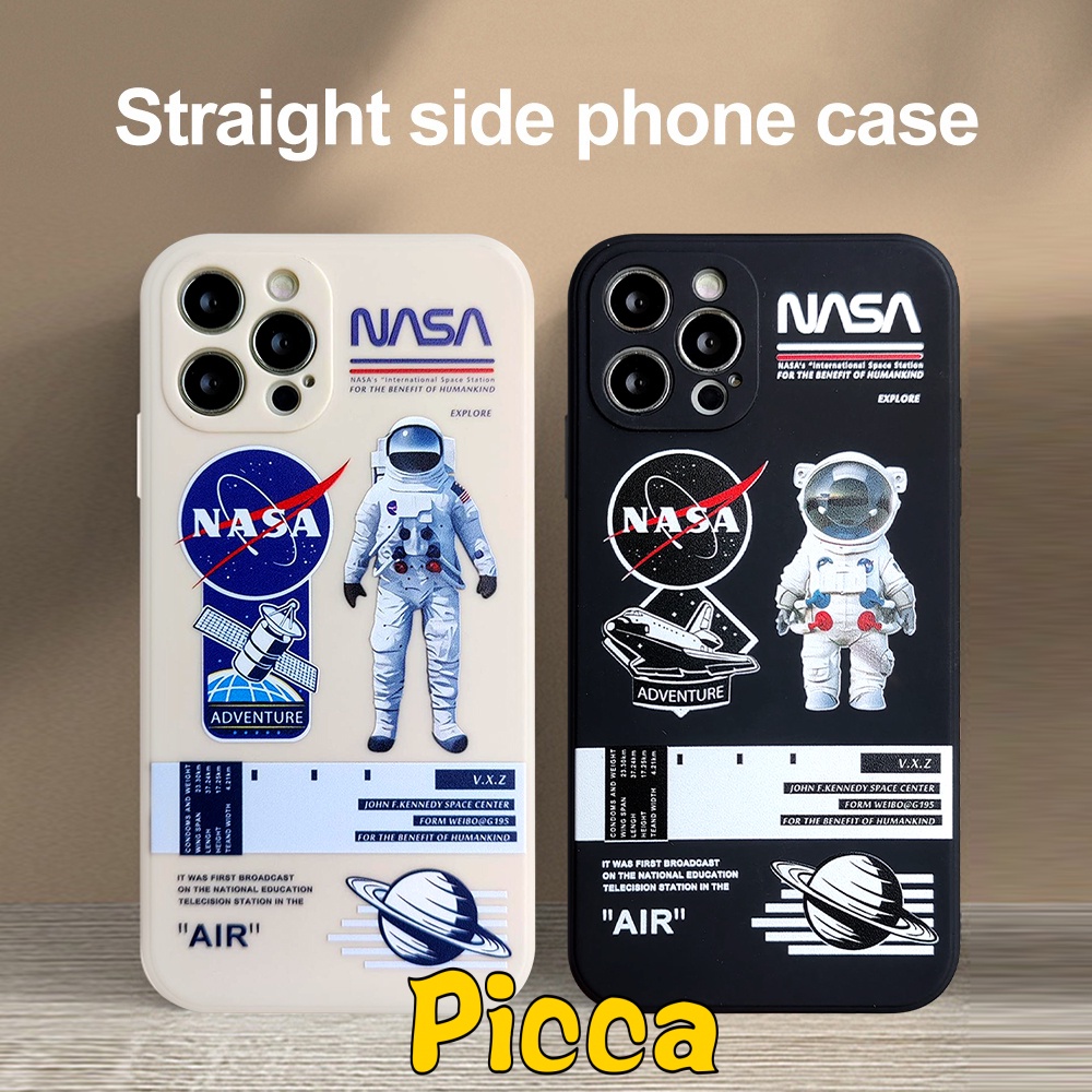 IPHONE Casing Ponsel Luar Angkasa Astronot Nasa Untuk Iphone11 14 13 12 Pro Max7 8 6 6s Plus XS Max XR X SE 2020 14 Pro Max Tepi Lurus Shockproof Soft TPU Cover