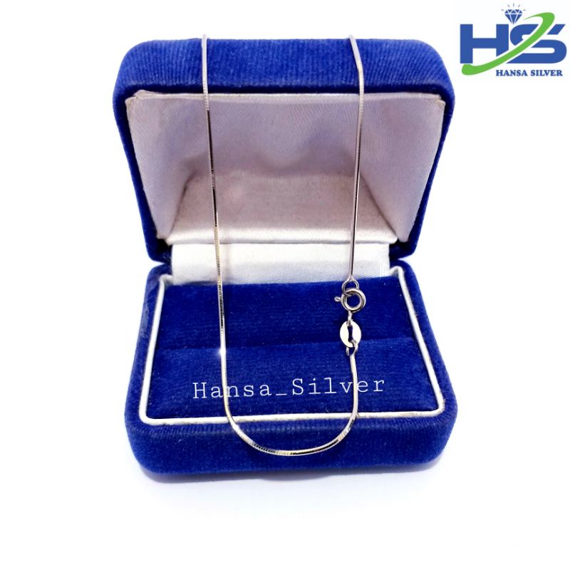 Kalung Perak Silver Asli 925 Lapis Emas Putih Model Cassandra Bulat 45 Cm - Kalung Perak Pria Wanita Anti Karat