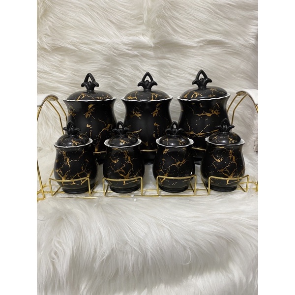 set gula kopi teh / toples gula kopi / toples marble / toples marmer