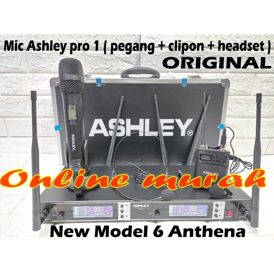 Mic Wireless Ashley pro 1 pjh ashley pro 1 pro1 ( Handheld + Clip On + Headset )