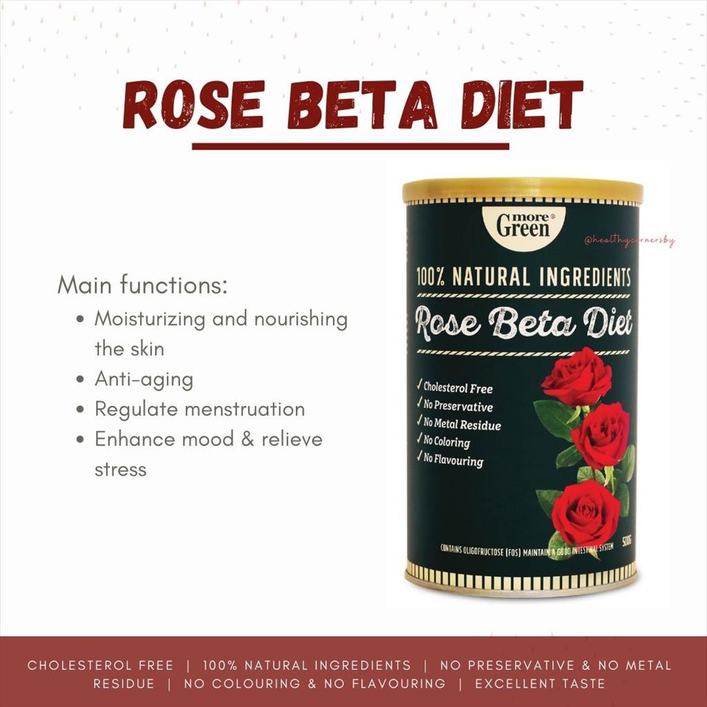 

More Green - Rose Beta Diet 500g ( Bubuk Minuman Campuran Bunga Mawar / Mixed Rose Beverages Powder )