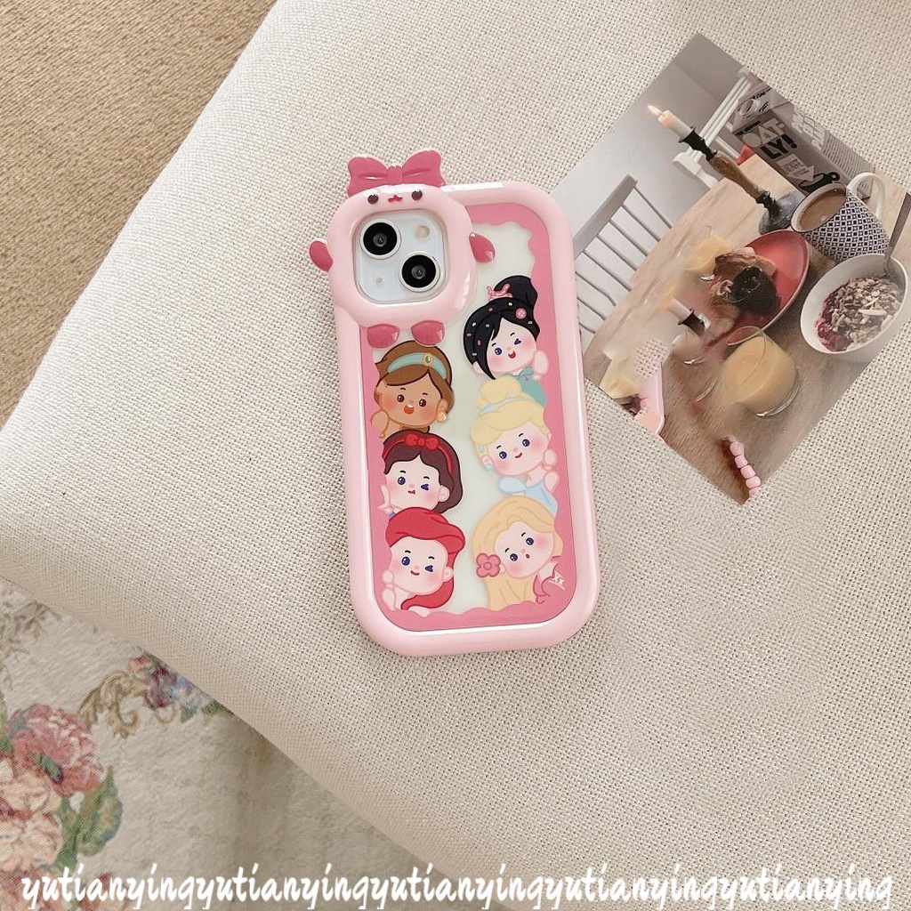 Ins Casing IPhone 11 13 12 14 Pro MAX 7 8 14 Plus 6 6S Plus XR X XS MAX SE Motif Kartun Disney Princess 3D