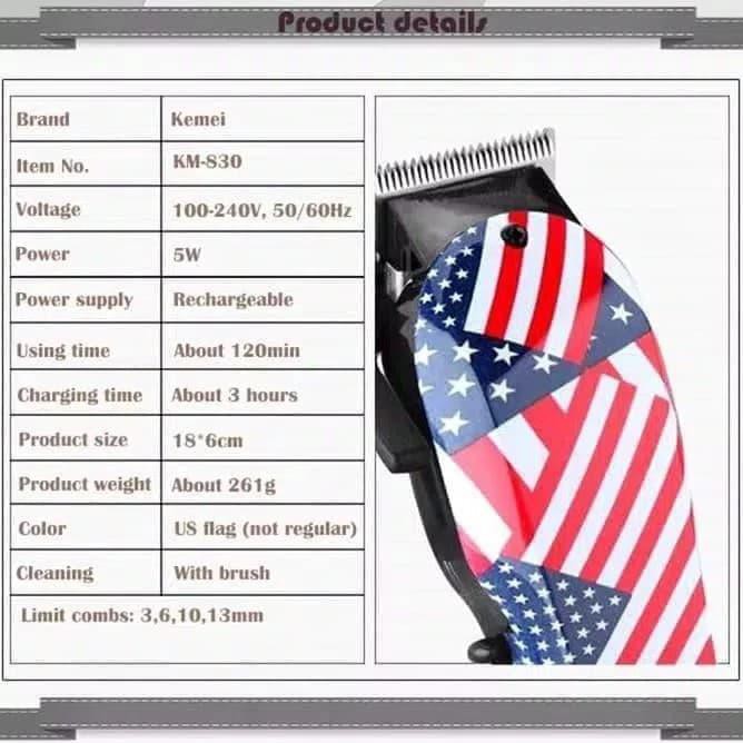 Kemei KM-830 Hair Clipper Rechargeable Cordless Alat Cukur Rambut