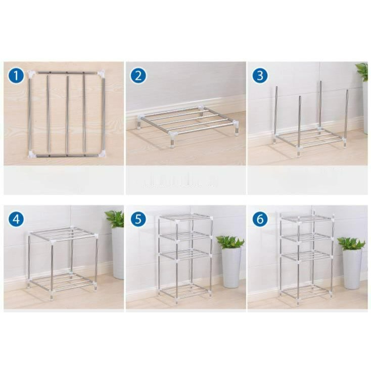 Stainless Steel Rak Multi Fungsi Penyimpanan Floor Assembly Pot Rak Kamar Mandi Wastafel Penyimpanan Organizer