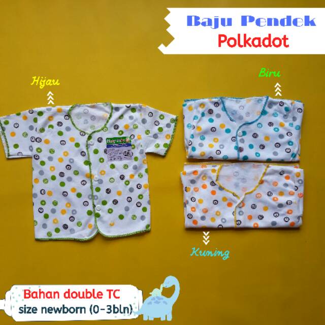 3 pcs Baju bayi pendek panjang kutung polkadot