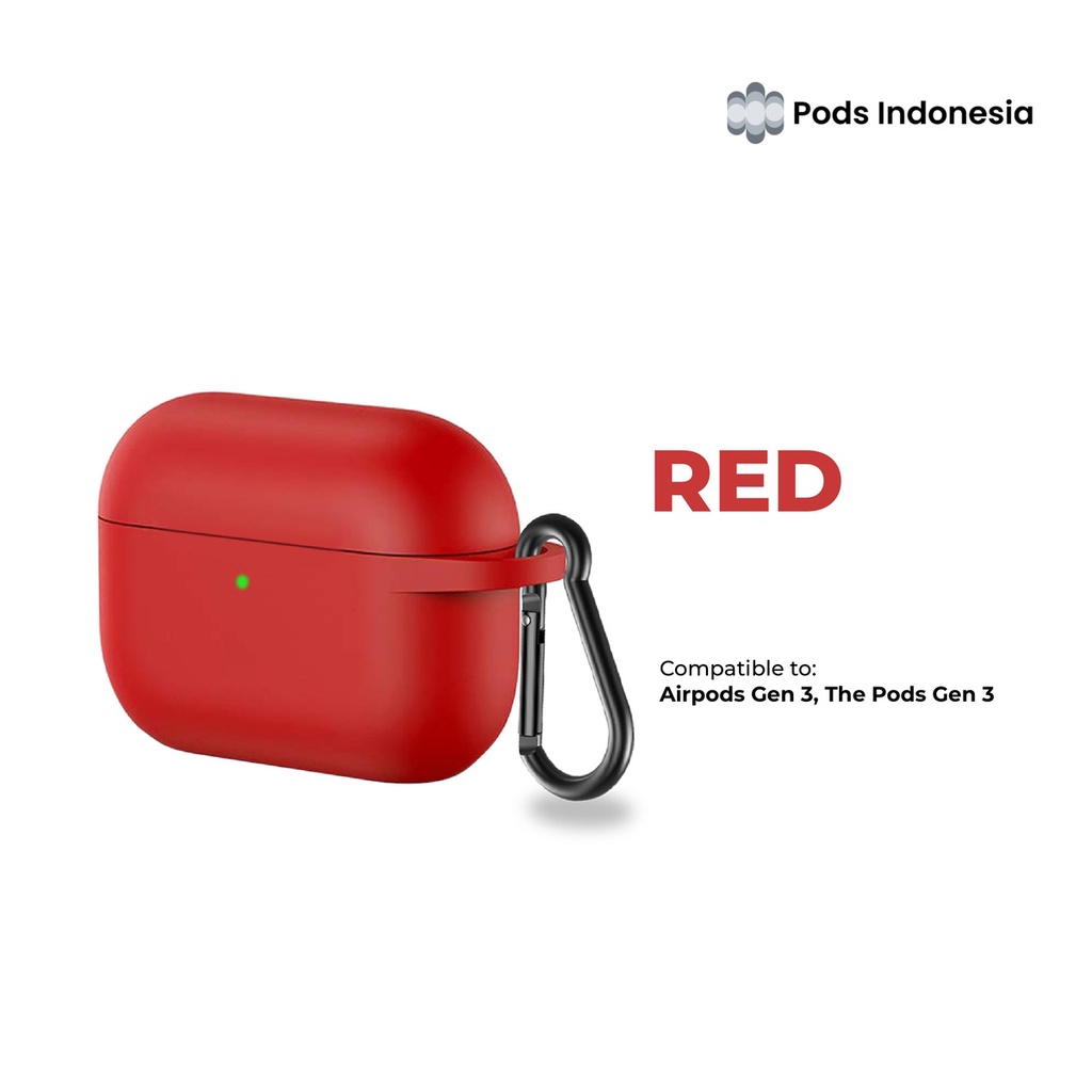 Bundle 2 in 1 Starter Set [The Pods Gen 3 + Free Premium Silicone Soft Case + Free Hook] by Pods Indonesia-Red