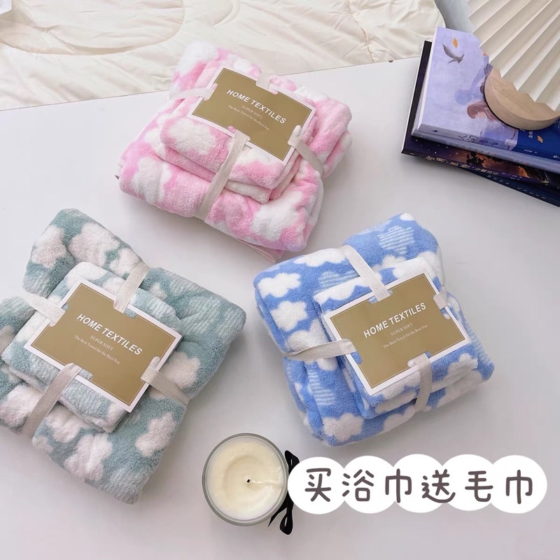 HANDUK MANDI BULU 70CMX140CM / HANDUK MANDI BULU 35CMX75CM / HANDUK MANDI ANAK MOTIF AWAN LUCU / HANDUK MANDI DEWASA MOTIF CUTE BEAUTIFUL AESTHETIC CLOUD / HANDUK MANDI MICROFIBER / HANDUK BAYI BESAR SOUVERNIR