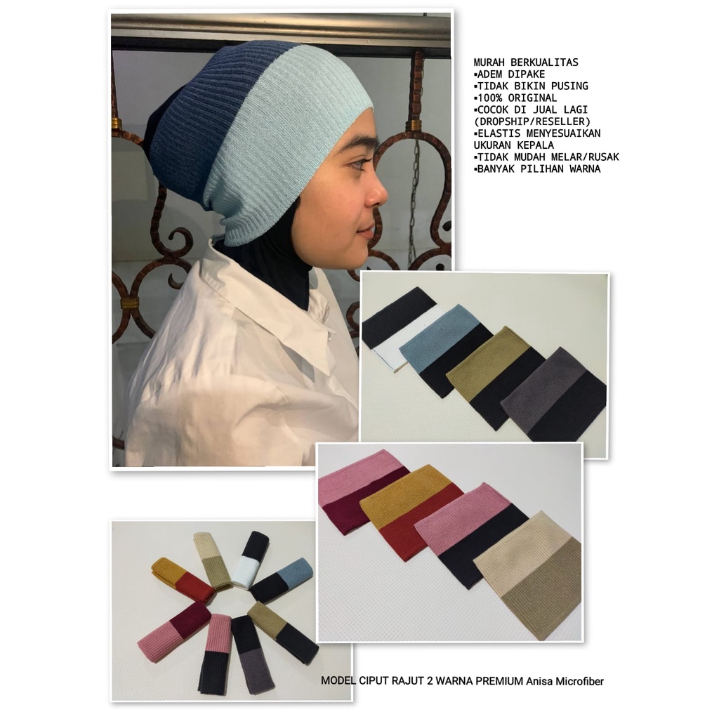 INNER RAJUT PREMIUM KNIT BANDANA CIPUT RAJUT INNER RAJUT DALEMAN HIJAB TWO TONE