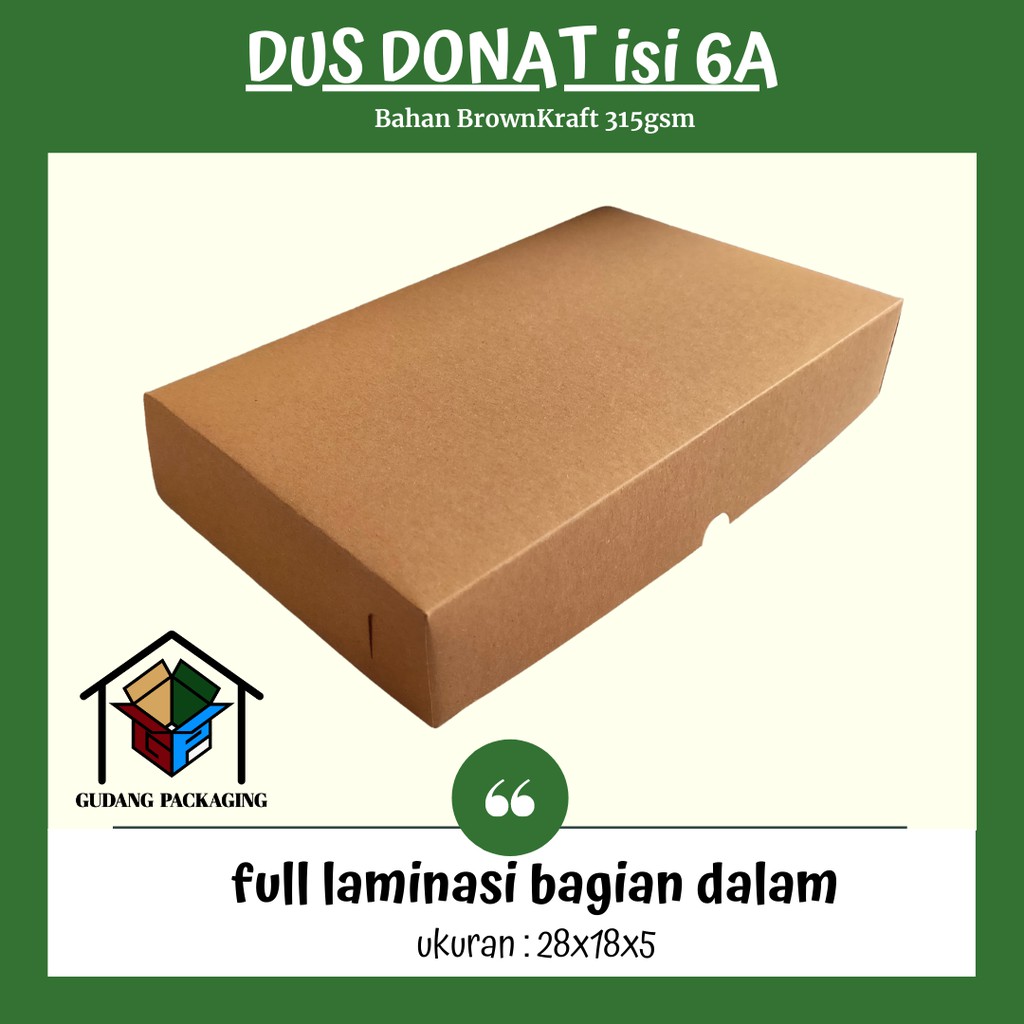 

BOX DONAT ISI 6-A (Min Order 50pcs) DUS DONUTS KRAFT LAMINASI PACKAGING DONAT TEMPAT DONAT