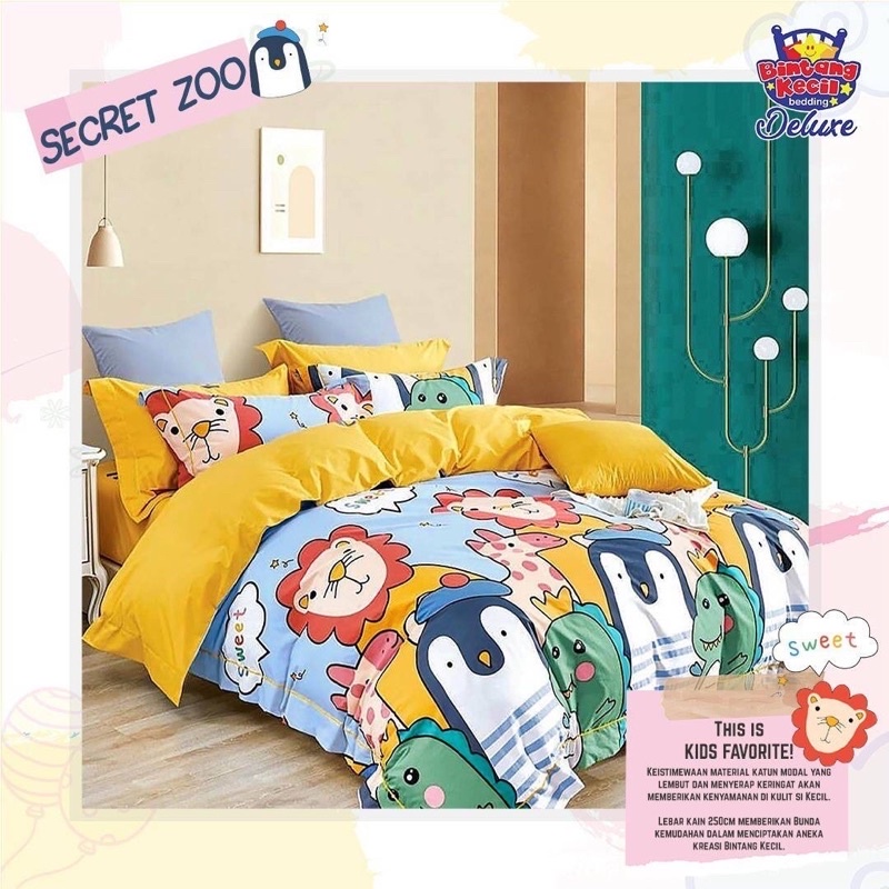 Sprei Murah Katun Lokal Premium Motif Secret Zoo / Sprei Bintang Kecil