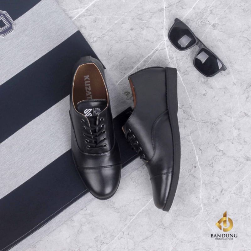 ORIGINAL Sepatu Oxford Pria Full Black ORI - Sepatu Pantofel Pria Bahan Kulit | Sepatu Formal Kantor Kasual Kerja Kuliah | Pantopel Premium