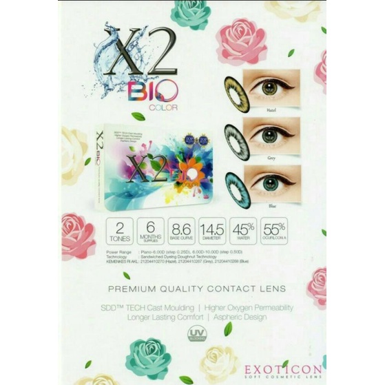 Softlens X2 Bio Color / Softlens X2 BIO COLOUR / Softlen minus warna