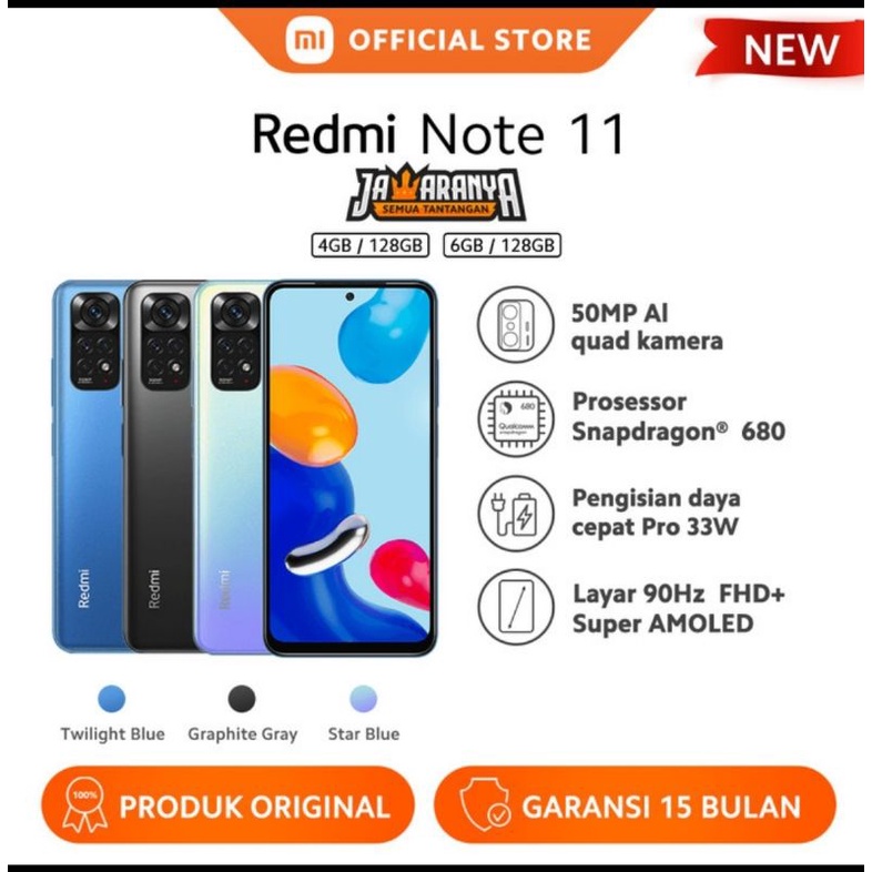 XIAOMI REDMI NOTE 11 NFC RAM 6GB-128GB GARANSI RESMI