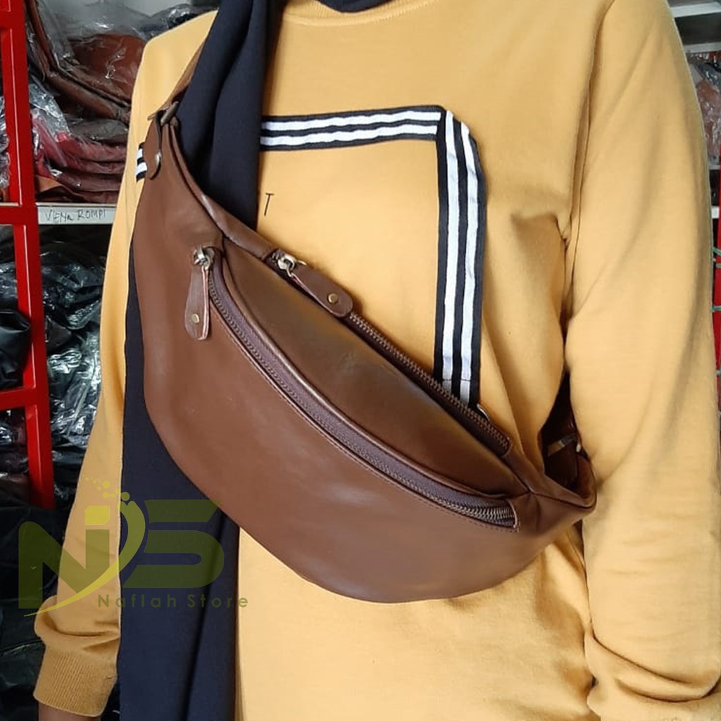 Tas Pinggang Kulit Wanita Asli Warna Hitam Black Asli Garut